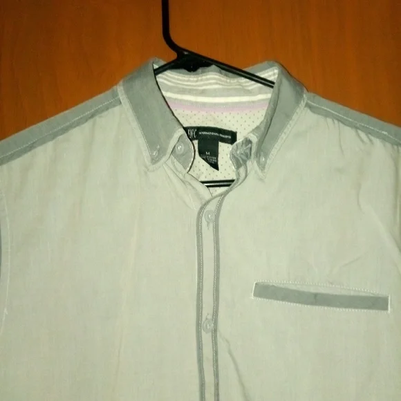 International Concepts Two Tone Gray Casual Button Down Shirt - Picture 6 of 14